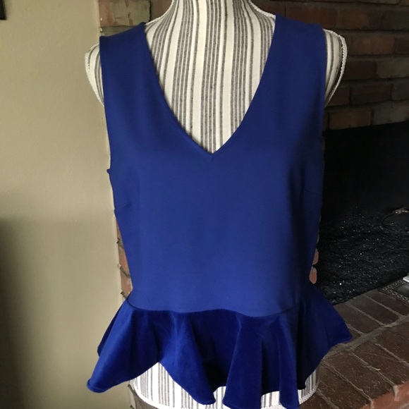 J. Crew Tops - NWT J Crew Blue Velvet Peplum Sleeveless Top M